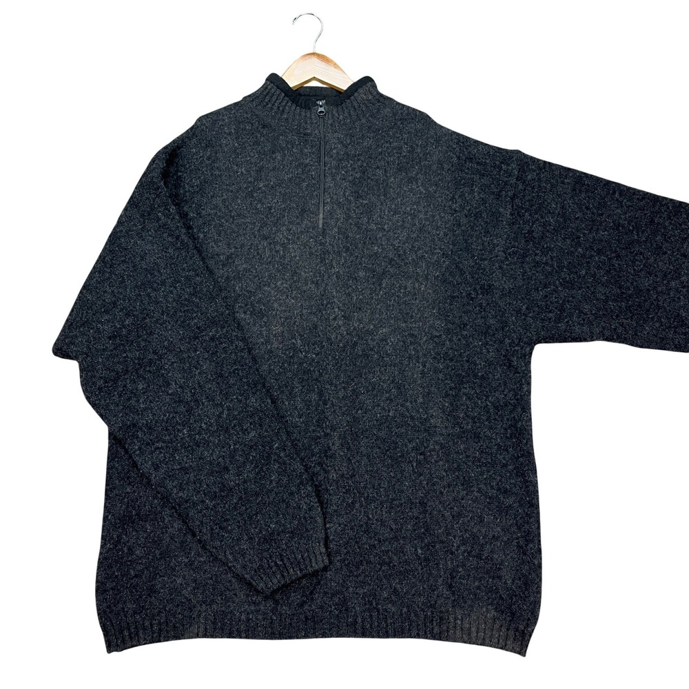 Woolrich Sweater Mens XXL Charcoal Gray Long Sleeve 1/4 Zip Wool Ribbed Collar